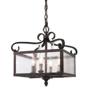 Valencia Four Light Pendant (Convertible) in Fired Bronze by Golden