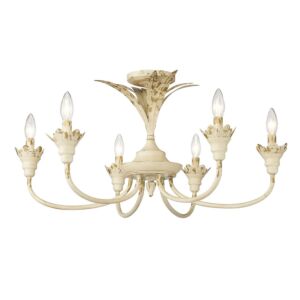 Lillianne 6-Light Semi-Flush Mount in Antique Ivory