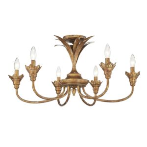 Lillianne HG Six Light Semi Flush Mount in Heirloom Gold by Golden