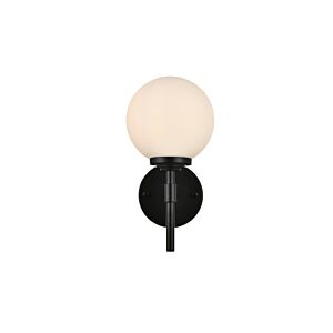 Ansley 1-Light Bathroom Vanity Light Sconce in Black and frosted white