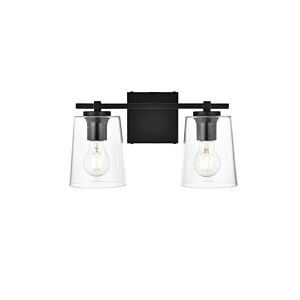 Kacey 2-Light Bathroom Vanity Light Sconce in Black and Clear