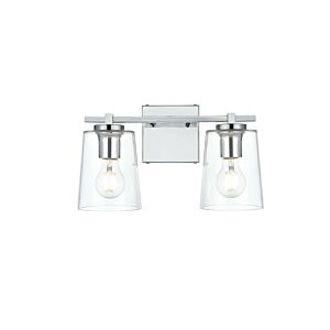 Kacey 2-Light Bathroom Vanity Light Sconce in Chrome and Clear