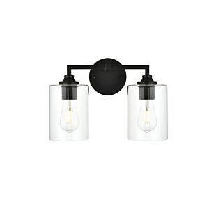 Mayson 2-Light Bathroom Vanity Light Sconce in Black and Clear