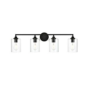 Mayson 4-Light Bathroom Vanity Light Sconce in Black and Clear