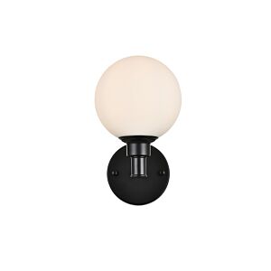 Cordelia 1-Light Bathroom Vanity Light Sconce in Black and frosted white