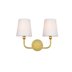 Colson 2-Light Bathroom Vanity Light Sconce in Brass and Clear