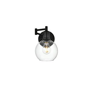 Davian  Swing Arm Wall Sconce in Black And Clear by Elegant Lighting