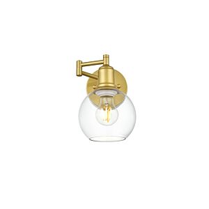 Davian  Swing Arm Wall Sconce in Brass And Clear by Elegant Lighting