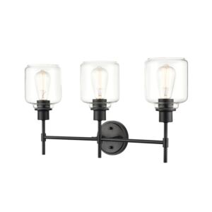 Asheville 3-Light Bathroom Vanity Light in Matte Black