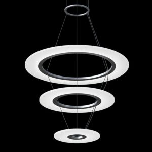 Arctic Rings 3-Light LED Pendant in Bright Satin Aluminum