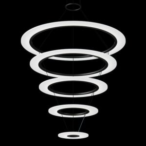 Arctic Rings 5-Light LED Pendant in Satin Black