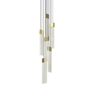 V Panels LED Pendant in Brass