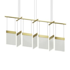 V Panels LED Pendant in Brass by Sonneman