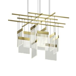 V Panels LED Pendant in Brass