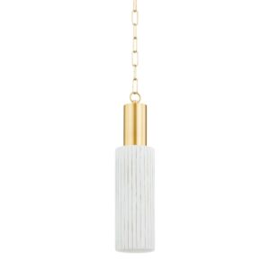 Corissa One Light Pendant in Aged Brass Ceramic Whitewash Bisque by Mitzi