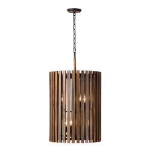 Suratto Six Light Foyer Pendant in Matte BlackMedium Walnut by Varaluz