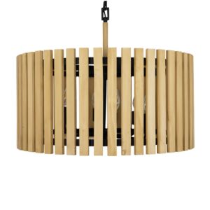 Suratto Six Light Pendant in Matte BlackHoney Blonde by Varaluz