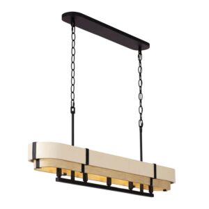 Blonde Moment Five Light Linear Pendant in Matte BlackHoneyMedium Oak by Varaluz