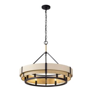 Blonde Moment Six Light Pendant in Matte BlackHoneyMedium Oak by Varaluz