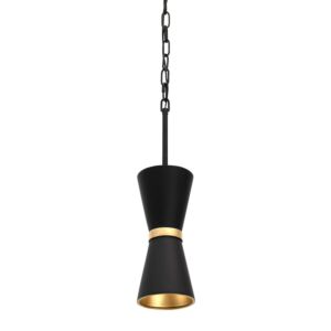 Mad Hatter One Light Mini Pendant in Matte BlackFrench Gold by Varaluz