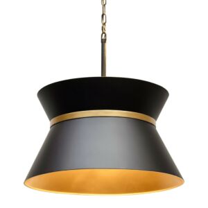 Mad Hatter Four Light Pendant in Matte BlackFrench Gold by Varaluz