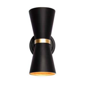 Mad Hatter Two Light Wall Sconce in Matte BlackFrench Gold by Varaluz