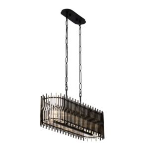 Park Row Five Light Linear Pendant in Matte BlackFrench Gold by Varaluz