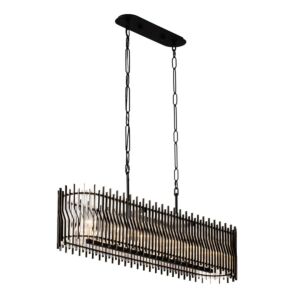 Park Row Six Light Linear Pendant in Matte BlackFrench Gold by Varaluz