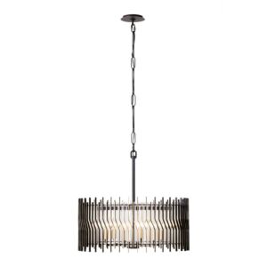 Park Row Six Light Pendant in Matte BlackFrench Gold by Varaluz