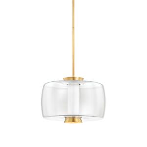 Beau 1-Light LED Pendant in Aged Brass