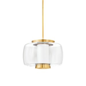 Beau 1-Light LED Pendant in Aged Brass