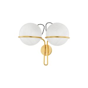 Hingham Two Light Wall Sconce in Aged Brass by Hudson Valley