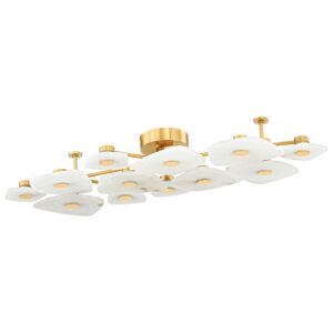 Holmdel LED Semi Flush Mount in Aged Brass by Hudson Valley