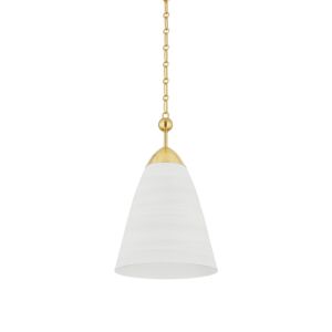 Bronson One Light Pendant in Aged Brass White Plaster by Hudson Valley