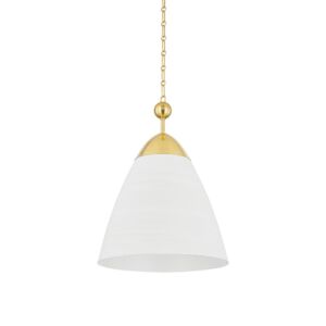 Bronson One Light Pendant in Aged Brass White Plaster by Hudson Valley