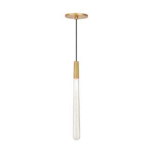 Pylon 1-Light LED Pendant in Natural Brass