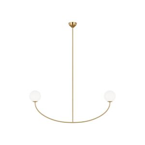 Galassia 2-Light Linear Chandelier in Burnished Brass