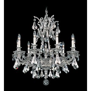 Sophia Nine Light Chandelier in Antique Silver by Schonbek