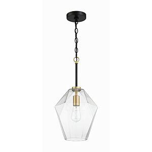 Avante Grand 1-Light Pendant in Flat Black with Satin Brass