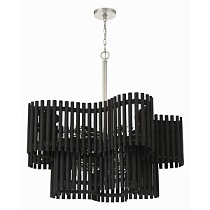 Freeform Ten Light Chandelier in Polished Nickel Black Walnut by Craftmade