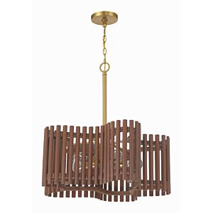 Freeform 5-Light Chandelier in Satin Brass with Walnut