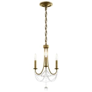 Verdana Three Light Chandelier in Etruscan Gold by Schonbek