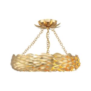 Broche 6-Light LED Semi-Flush Mount in Antique Gold