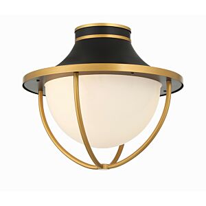 Atlas Two Light Outdoor Semi Flush Mount in Matte Black   Textured Gold by Crystorama