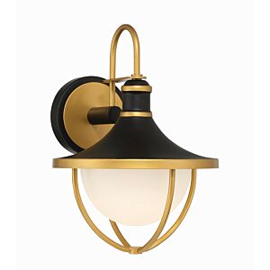 Atlas One Light Outdoor Wall Sconce in Matte Black   Textured Gold by Crystorama