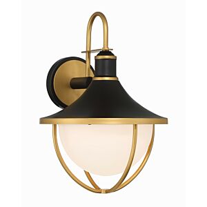 Atlas One Light Outdoor Wall Sconce in Matte Black   Textured Gold by Crystorama