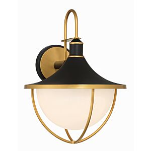 Atlas Three Light Outdoor Wall Sconce in Matte Black   Textured Gold by Crystorama