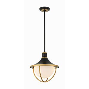 Atlas Three Light Outdoor Pendant in Matte Black   Textured Gold by Crystorama