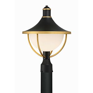 Atlas 1-Light Outdoor Post Mount in Matte Black with Textured Gold