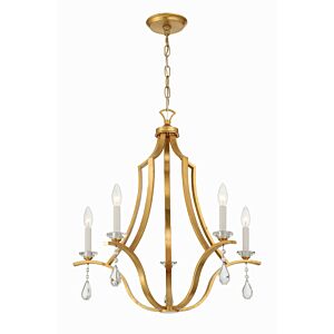 Perry Five Light Chandelier in Antique Gold by Crystorama